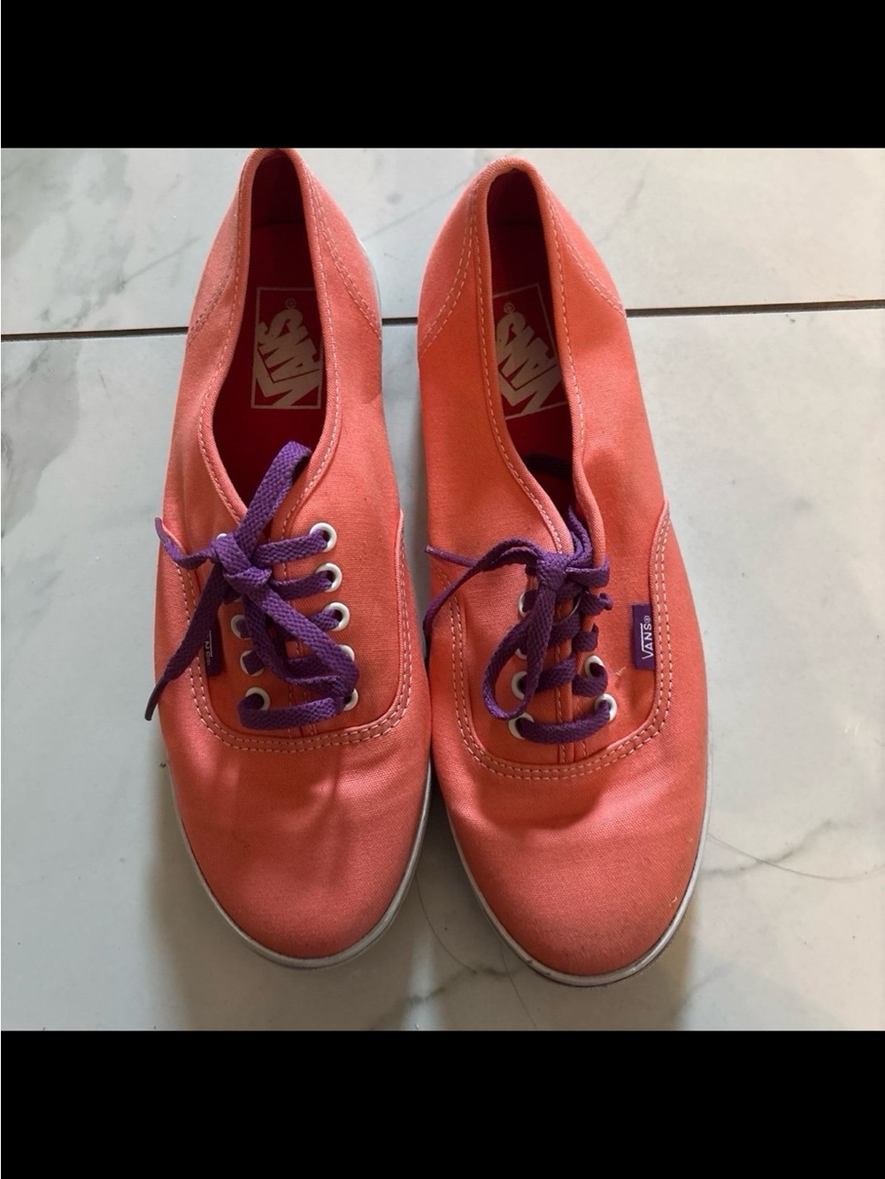 Vans Women’s Coral Canvas Sneakers with Purple Laces